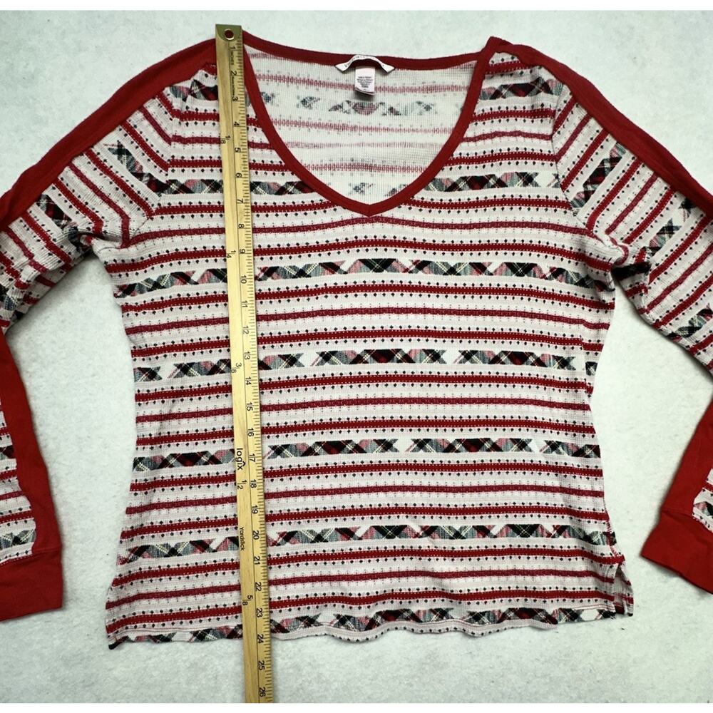 Victorias Secret Womens Medium Fireside Thermal Pajama Set Red Fair Isle - Picture 10 of 12